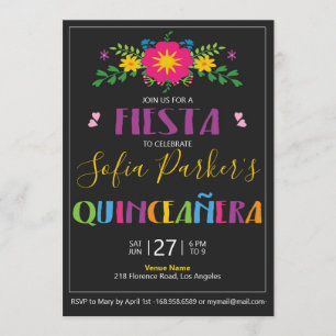 mexikanische farbenfrohe Fiesta Quinceañera Einlad Einladung