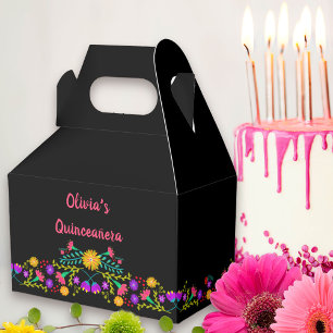 Mexikanische Fiesta-Blume Black Pink Personalisier Geschenkschachtel