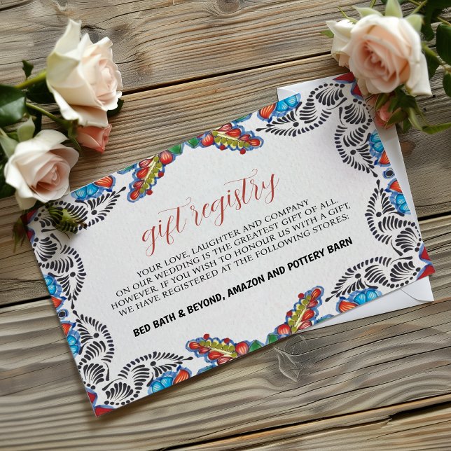 Mexikanische Fiesta Blume Botanische Hochzeit Begleitkarte (Mexican Fiesta Colorful Flowers Botanical Wedding Enclosure Card)
