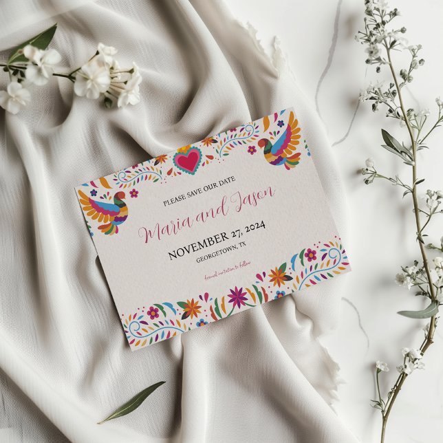 Mexikanische Fiesta Blume Botanische Hochzeit Save The Date (Mexican Fiesta Colorful Flowers Botanical Wedding Save The Date)