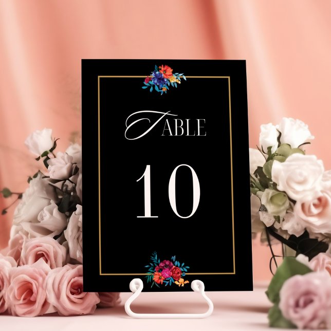 Mexikanische Fiesta-Blume Hochzeit Black Table Num Tischnummer (Von Creator hochgeladen)