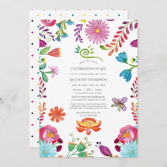 Mexikanische Fiesta-Feier zum Leben Einladung (Vorne/Hinten)