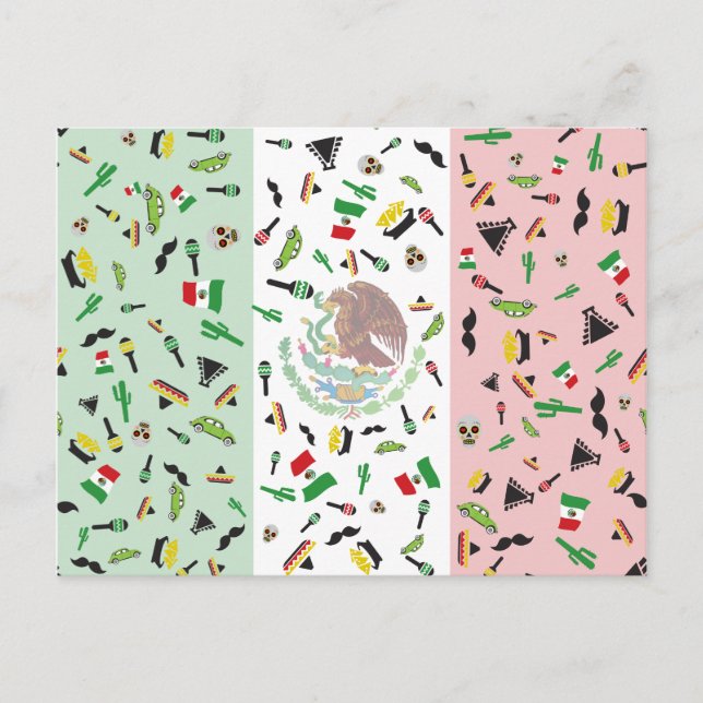 Mexikanische Fiesta - Flagge Mexikos Postkarte (Vorderseite)