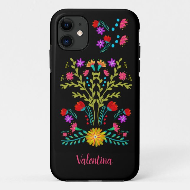 Mexikanische Fiesta Folk Art Blume Personalisiert Case-Mate iPhone Hülle (Rückseite)