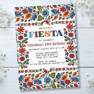 Mexikanische Fiesta Folk Art Floral Stickerei Gebu Einladung