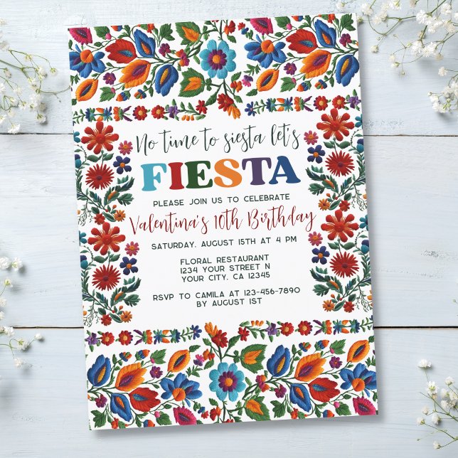 Mexikanische Fiesta Folk Art Floral Stickerei Gebu Einladung (Von Creator hochgeladen)