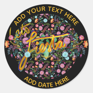 Mexikanische Fiesta Folk Blume Personalisiert Runder Aufkleber