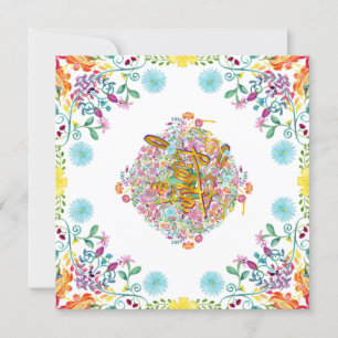 Mexikanische Fiesta-Folklore-Blumen Lama Gold JEDE Einladung