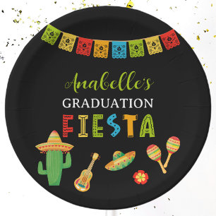 Mexikanische Fiesta Graduierungspartei Schwarz Pappteller