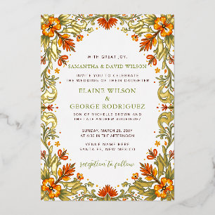 Mexikanische Fiesta Grüne Talavera Hochzeit Folieneinladung