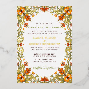 Mexikanische Fiesta Grüne Talavera Hochzeit Folieneinladung
