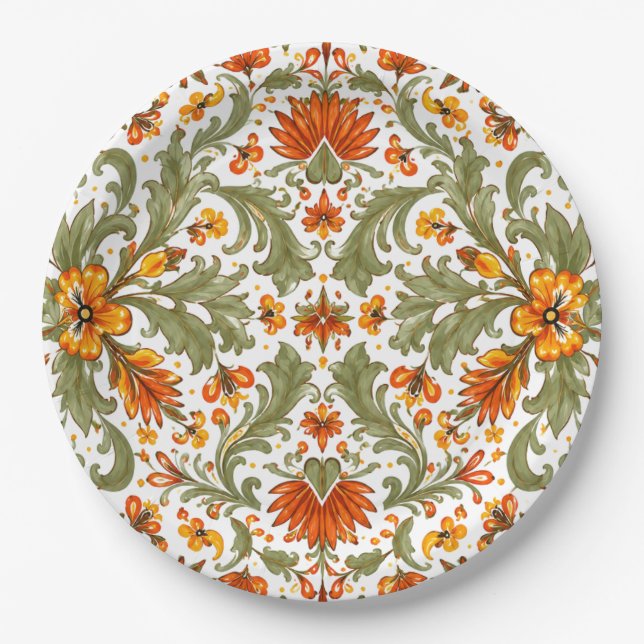 Mexikanische Fiesta Grüne Talavera  Pappteller (Vorderseite)