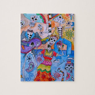 MEXIKANISCHE FIESTA Mariachi-Katzen Calavera Puzzle
