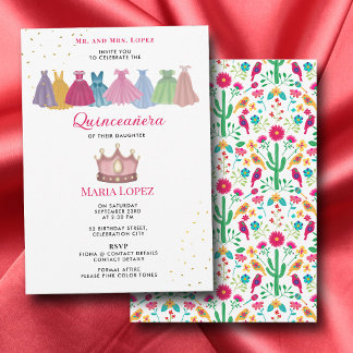 Mexikanische Fiesta Quinceañera 15. Prinzessinnen- Einladung