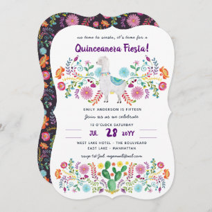 Mexikanische FIESTA Quinceanera Folk Blume Llama N Einladung