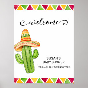 Mexikanische Fiesta-Taco-Kaktus-Baby-Party-Willkom Poster