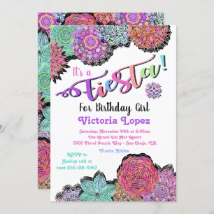 Mexikanische Fiestablumenmandala-Geburtstags-Party Einladung