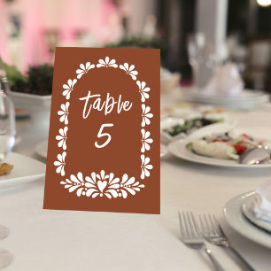 Mexikanische Fiestaparty Terrakotta Talavera Tischnummer