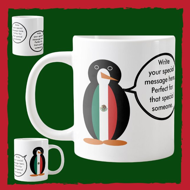 Mexikanische Flagge als Vortragende Frau Penguin J Jumbo-Tasse (Von Creator hochgeladen)