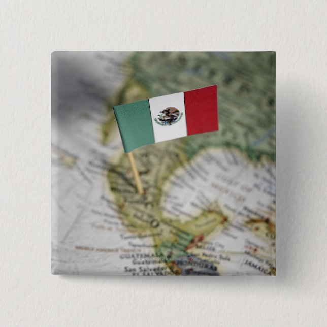 Mexikanische Flagge auf Karte Button (Vorderseite)