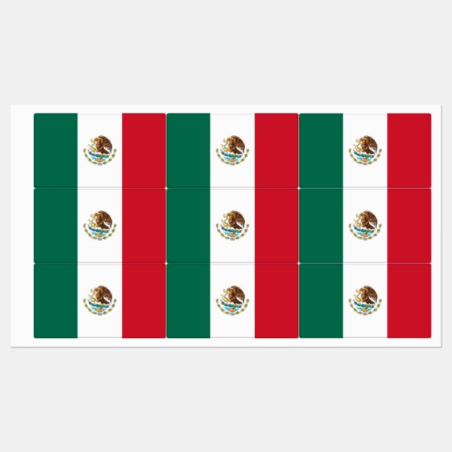Mexikanische Flagge - Flagge Mexikos Etiketten (Blatt)