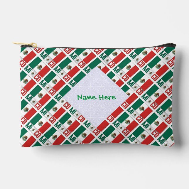 Mexikanische Flagge gepflasterte grüne Personalisi Zubehörtasche (Vorderseite)