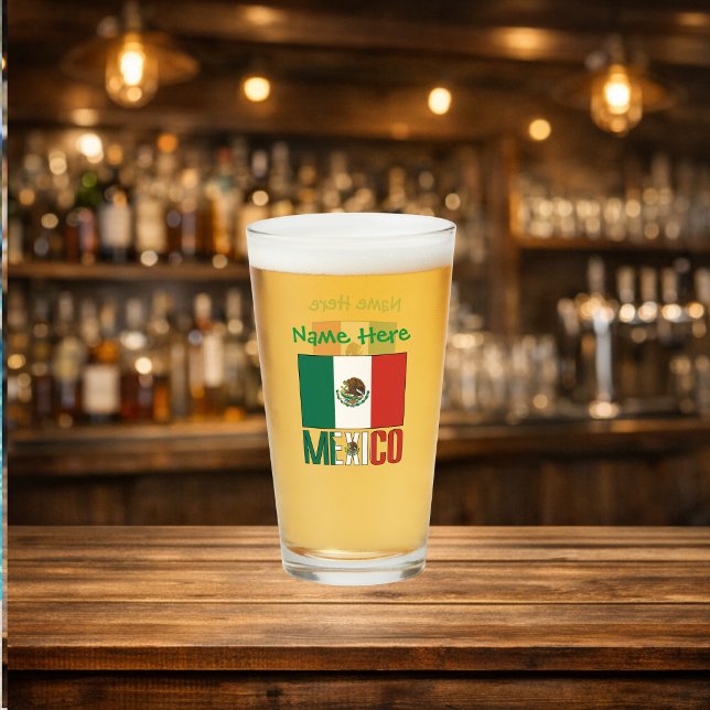 Mexikanische Flagge Grüne Personalisierung trinken Glas (Von Creator hochgeladen)