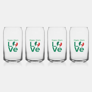 Mexikanische Flagge Herz Grün LOVE Personalisiert  Dosenglas