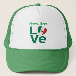 Mexikanische Flagge Herz Grün LOVE Personalisiert Truckerkappe