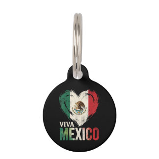 Mexikanische Flagge Herz Viva Mexiko Unabhängigkei Haustiermarke