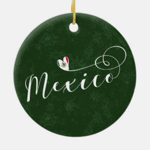 Mexikanische Flagge im Herzen, ich Liebe Mexiko Keramik Ornament