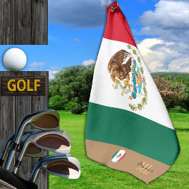 Mexikanische Flagge & Mexiko mit Monogramm Golf /  Golfhandtuch