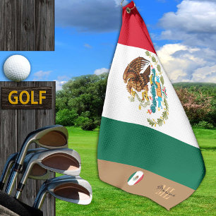 Mexikanische Flagge & Mexiko mit Monogramm Golf / Golfhandtuch