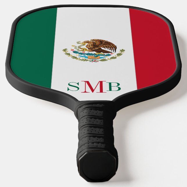 mexikanische Flagge mit Personalisierter Monogram Pickleball Schläger (Ablage )