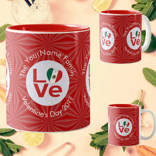 Mexikanische Flagge Rot LOVE Zweifarbige Tasse
