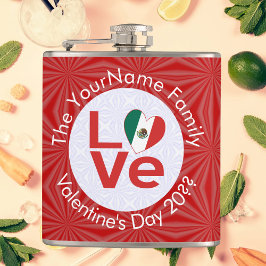 Mexikanische Flagge Rote LIEBE Flachmann