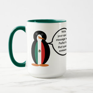 Mexikanische Flagge Sprechende Frau Pinguin Combo Tasse