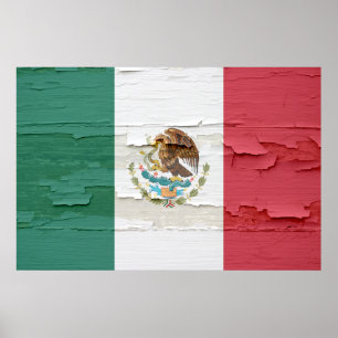 Mexikanische Flagge verwitterte Farbe Poster