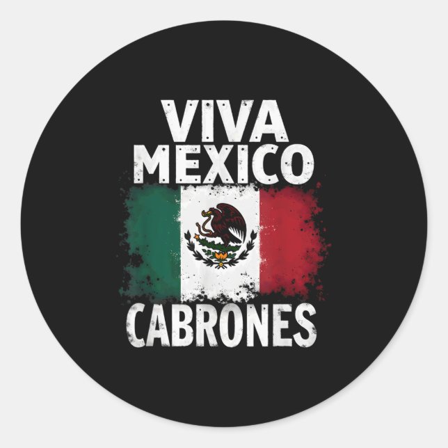 Mexikanische Flagge Viva Mexico Cabrones Runder Aufkleber (Vorderseite)