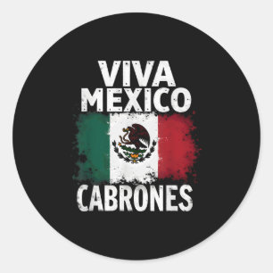 Mexikanische Flagge Viva Mexico Cabrones Runder Aufkleber