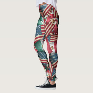 mexikanische Flaggen und amerikanische Flaggen Leggings
