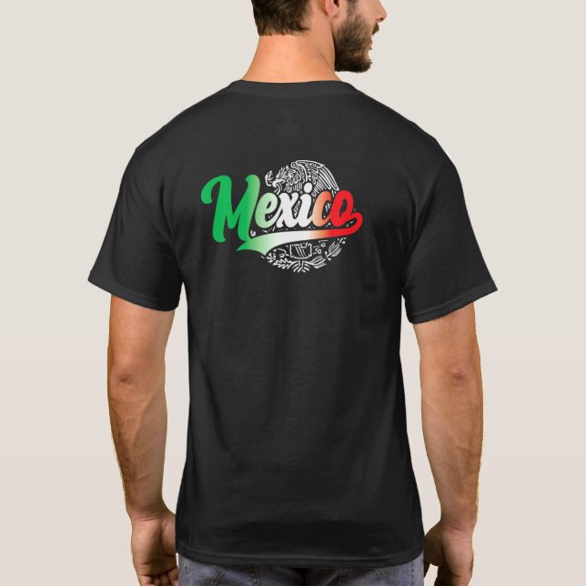 Mexikanische Flaggenfarben und Adlerillustrierung T-Shirt (Rückseite)
