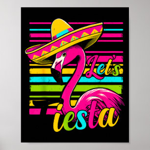 Mexikanische Flamingo-Tacos Sombrero Cinco De Mayo Poster