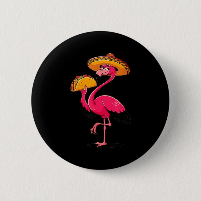 Mexikanische Flamingo-Tacos süße Cinco de Mayo-Fei Button (Vorderseite)
