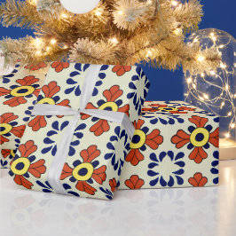 Mexikanische Fliesen Blau Mosaik Geschenkpapier