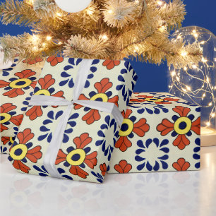 Mexikanische Fliesen Blau Mosaik Geschenkpapier