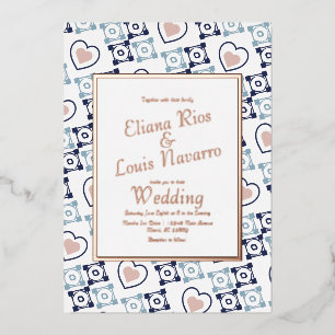 Mexikanische Fliesen Herz Talavera Blau Hochzeit g Folieneinladung