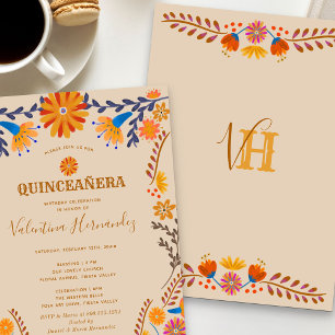Mexikanische Florale Erdige Westliche Quinceanera  Einladung