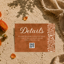 Mexikanische Florale Hochzeitsdetails QR-Code Begleitkarte