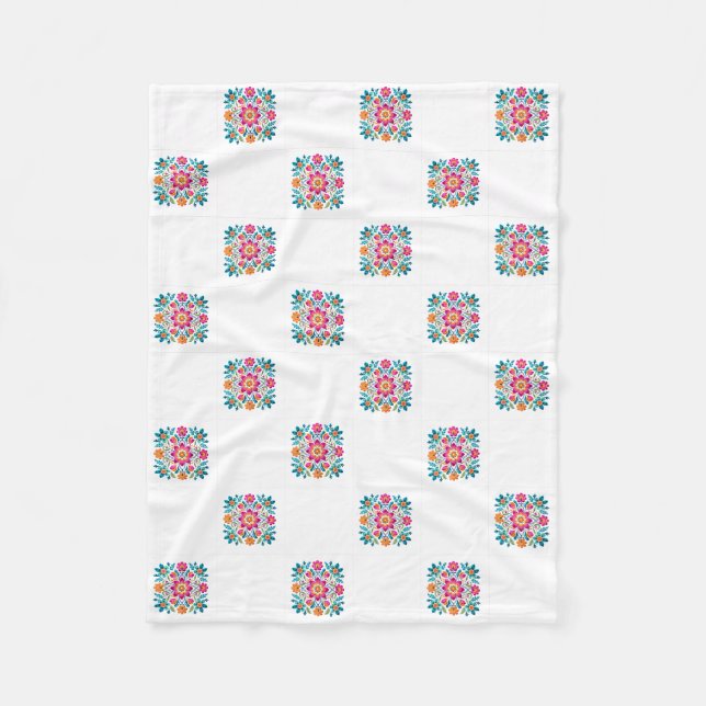Mexikanische florale Patchwork-Flieblanke Fleecedecke (Vorderseite)